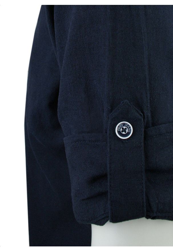 Wygodna Koszula Weekendowa z Lnu i Bawełny - Pako Jeans - Granatowa. Kolor: niebieski. Materiał: bawełna, len. Sezon: lato