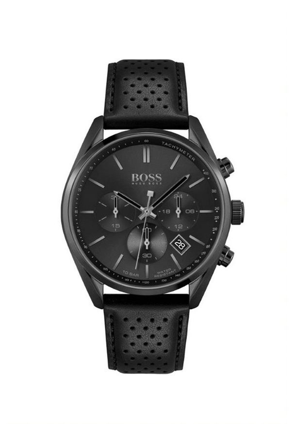 BOSS zegarek 1513880 męski kolor czarny. Kolor: czarny. Materiał: skóra, materiał