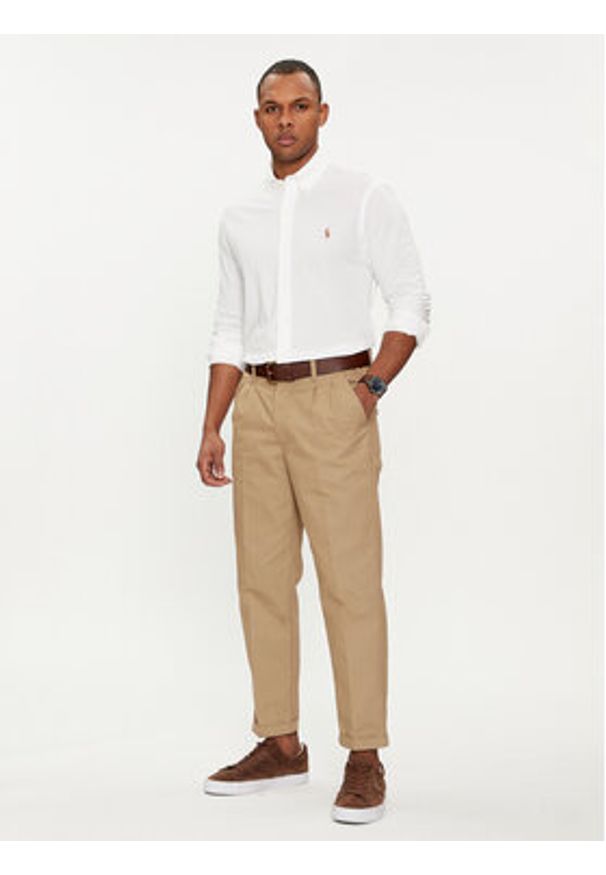 Polo Ralph Lauren Koszula 710932545002 Biały Custom Fit. Typ kołnierza: polo. Kolor: biały. Materiał: bawełna