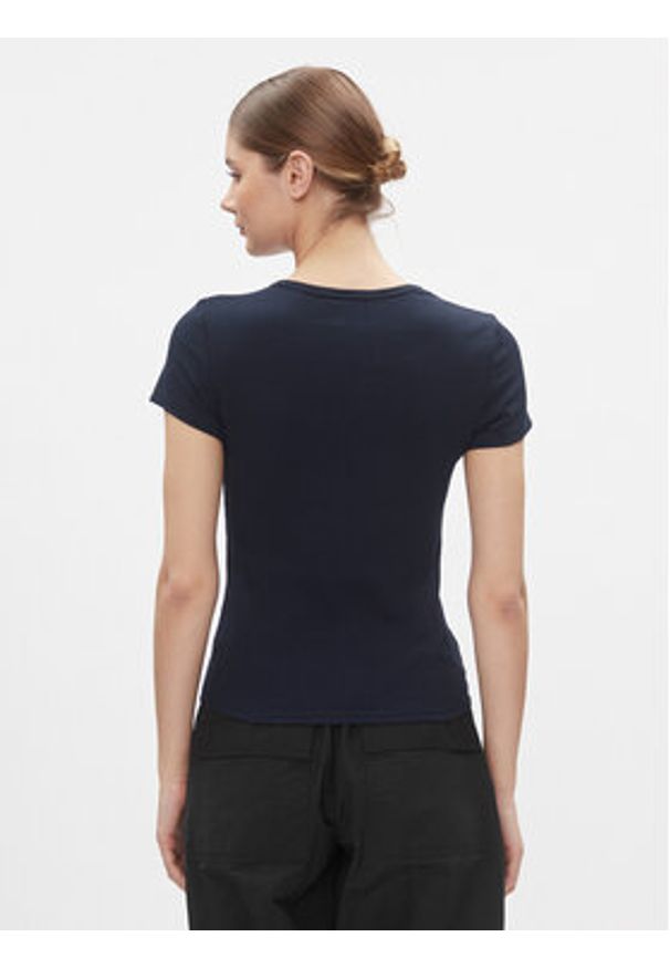 Tommy Jeans T-Shirt Essential DW0DW17383 Granatowy Slim Fit. Kolor: niebieski. Materiał: bawełna