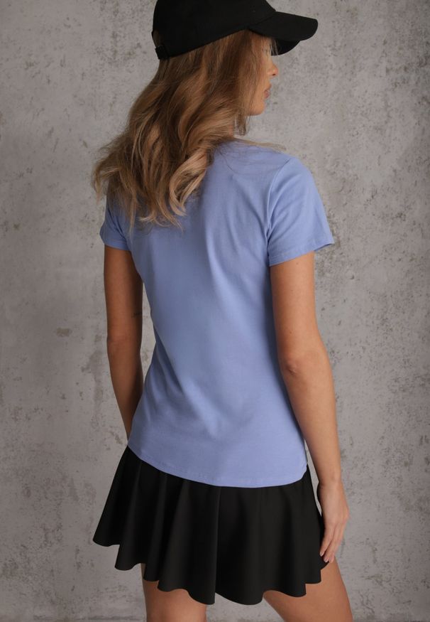 Renee - Niebieski T-shirt Kahlisiphe. Okazja: na co dzień, do domu. Kolor: niebieski. Materiał: bawełna, dzianina. Długość rękawa: krótki rękaw. Długość: krótkie. Styl: wakacyjny, casual