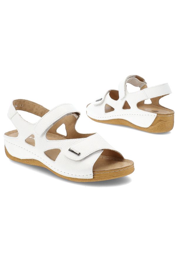 Białe Sandały Armodo Skórzane Obuwie Damskie. Okazja: na co dzień. Zapięcie: rzepy. Kolor: biały. Materiał: skóra. Sezon: lato. Styl: klasyczny, casual