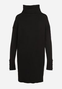 Born2be - Czarna Sukienka z Golfem Bawełną i Wełną Ozdobiona Guzikami Ilathor. Okazja: na co dzień. Typ kołnierza: golf. Kolor: czarny. Materiał: wełna, bawełna. Długość rękawa: długi rękaw. Wzór: aplikacja. Typ sukienki: proste. Styl: klasyczny, casual, elegancki #3