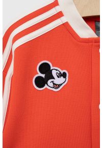 Adidas - adidas bluza dziecięca x Disney kolor pomarańczowy z aplikacją. Kolor: pomarańczowy. Materiał: poliester, dzianina. Wzór: aplikacja, motyw z bajki #2