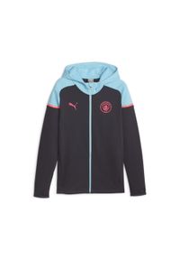 Bluza z kapturem Puma Mcfc Casuals Hooded Jkt, Mężczyźni. Typ kołnierza: kaptur. Kolor: niebieski, wielokolorowy, czarny. Materiał: materiał, bawełna #1