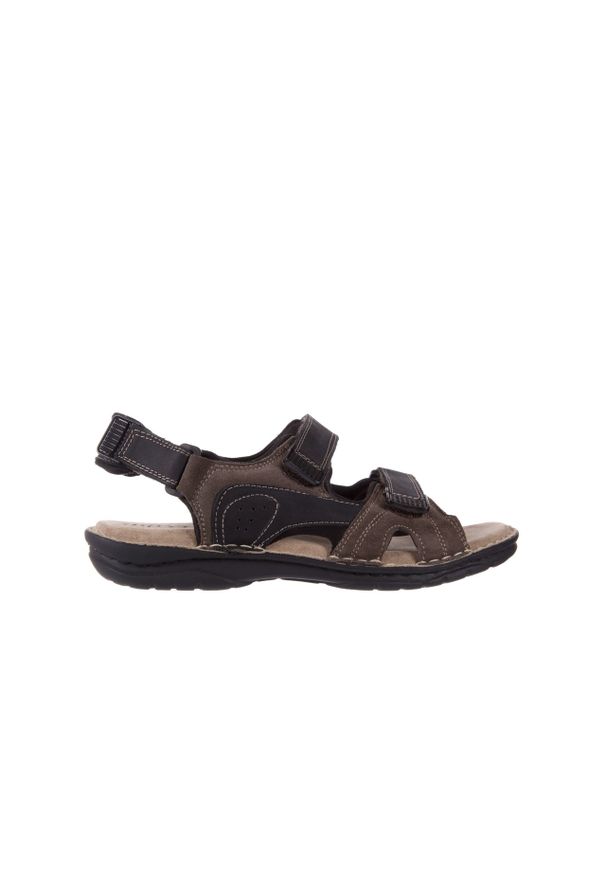 Sandały Bayla-133 9520 Nabuc Nero, Brąz, Skóra naturalna - 45. Zapięcie: rzepy. Kolor: czarny. Materiał: skóra. Wzór: paski. Sezon: lato