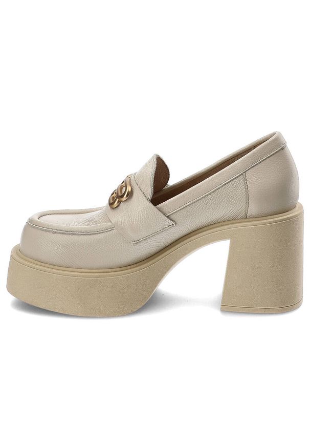 Beżowe Półbuty Armodo Stylowe Obuwie Ze Skóry Naturalnej. Zapięcie: klamry. Kolor: beżowy. Materiał: skóra. Obcas: na obcasie. Styl: elegancki. Wysokość obcasa: średni