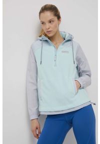 columbia - Columbia bluza sportowa Ali Peak damska z kapturem wzorzysta. Typ kołnierza: kaptur. Kolor: niebieski. Materiał: materiał, polar, nylon. Długość: krótkie. Styl: sportowy