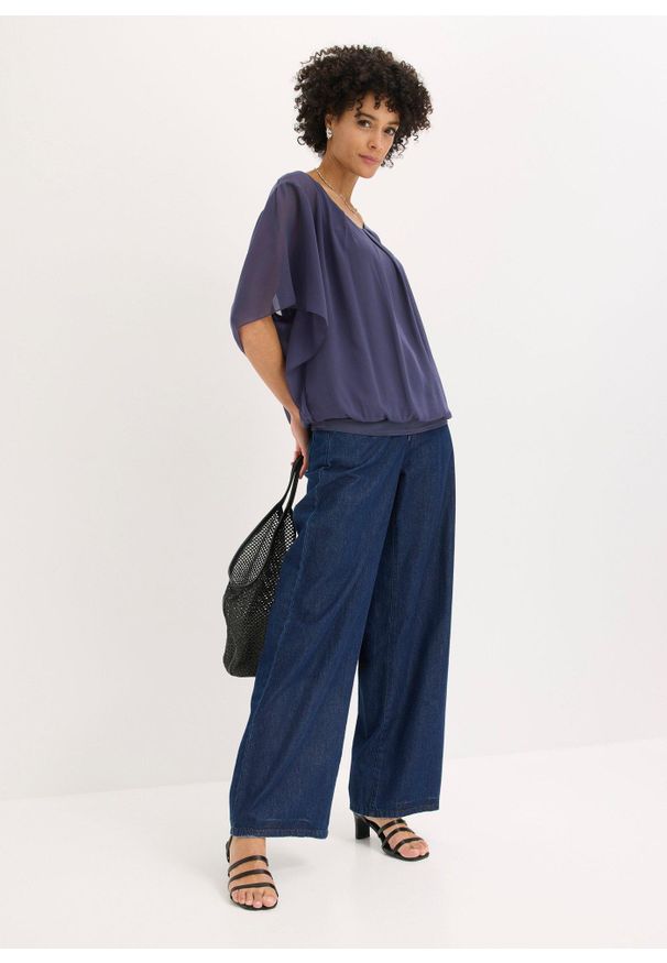 bonprix - Bluzka szyfonowa z topem. Kolor: niebieski. Materiał: szyfon