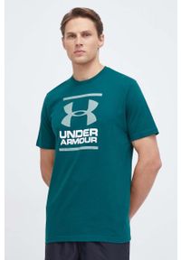 Under Armour t-shirt funkcyjny kolor zielony z nadrukiem. Kolor: zielony. Materiał: dzianina. Wzór: nadruk #4