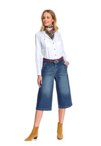 TOP SECRET - Spodnie jeansowe culotte o długości siedem ósmych. Kolor: niebieski. Materiał: jeans. Wzór: aplikacja. Sezon: wiosna. Styl: klasyczny #6
