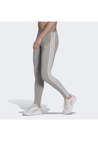 Adidas - LOUNGEWEAR Essentials 3-Stripes Leggings. Kolor: szary, wielokolorowy, biały. Materiał: materiał, bawełna