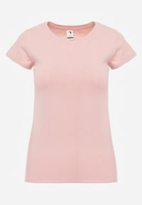 Renee - Jasnoróżowy T-shirt Ariema. Kolor: różowy. Materiał: dzianina. Długość rękawa: krótki rękaw. Długość: krótkie. Wzór: gładki #5