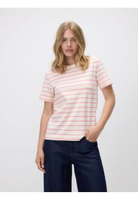 Reserved - T-shirt regular z merceryzowanej bawełny - brudny róż. Kolor: różowy. Materiał: bawełna