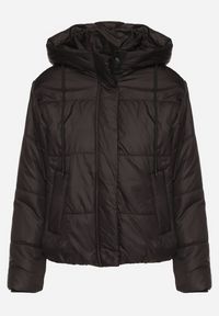 Born2be - Czarna Pikowana Kurtka z Kapturem i Lekkim Ociepleniem Ninirila. Okazja: na spacer. Typ kołnierza: kaptur. Kolor: czarny. Materiał: jeans. Długość: krótkie. Styl: klasyczny, elegancki #3