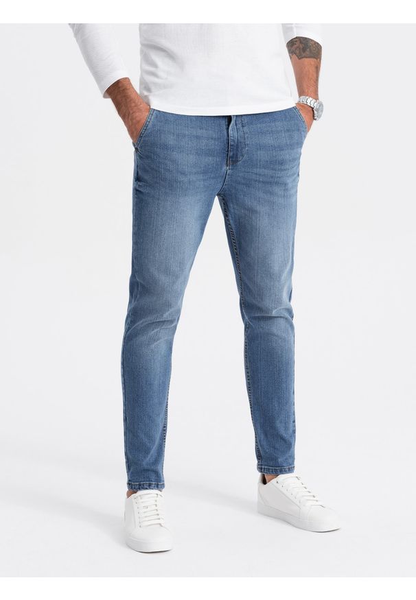 Ombre Clothing - Spodnie męskie jeansowe CARROT FIT - niebieskie V1. Kolor: niebieski. Materiał: jeans
