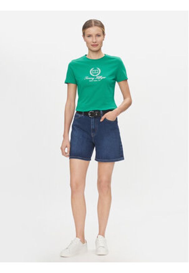 TOMMY HILFIGER - Tommy Hilfiger Szorty jeansowe Dnm Straight Short Rw Kai WW0WW41320 Niebieski Slim Fit. Kolor: niebieski. Materiał: syntetyk, bawełna