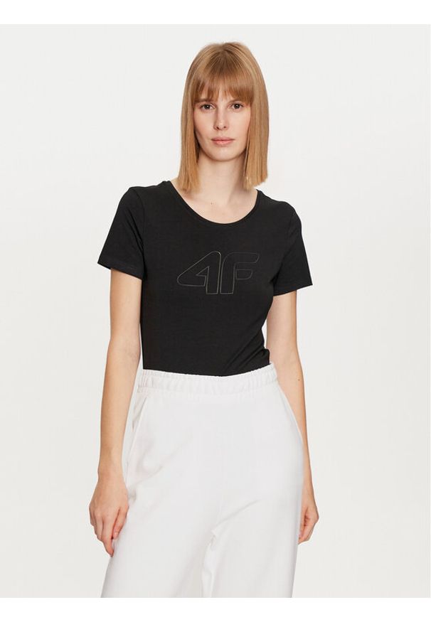 4f - 4F T-Shirt 4FWMM00TTSHF1846 Czarny Slim Fit. Kolor: czarny. Materiał: bawełna