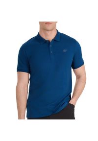 4f - Koszulka męska 4F WMM00TPTSM36746S - niebieska. Typ kołnierza: polo, okrągły. Kolor: niebieski. Materiał: bawełna, dresówka, tkanina. Długość rękawa: krótki rękaw. Długość: krótkie #1