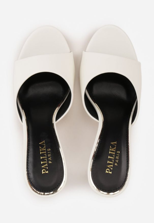 Renee - Białe Klapki z Wyciętą Cholewką Glyserris. Okazja: na co dzień, na imprezę. Kolor: biały. Materiał: skóra. Styl: elegancki, casual