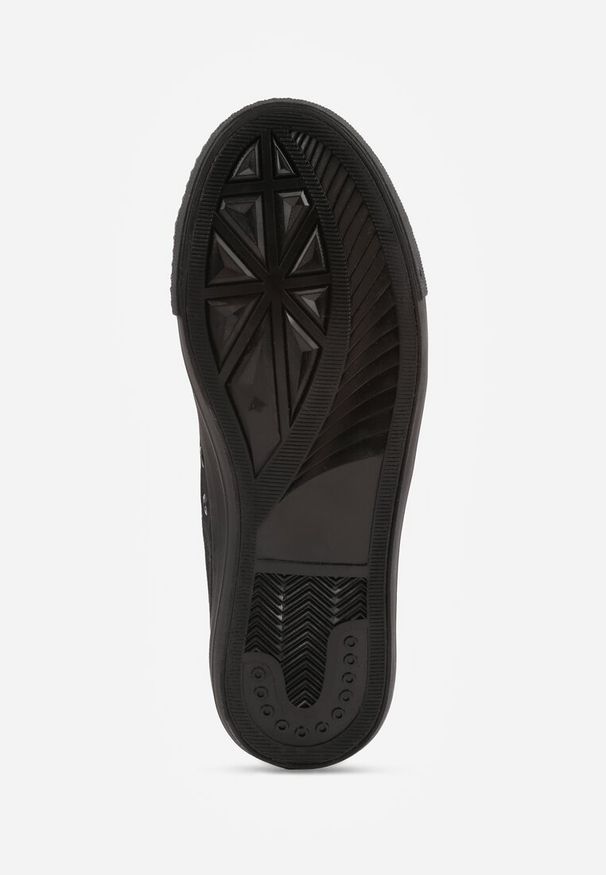 Renee - Czarne Klasyczne Trampki Vices Sznurowane Przed Kostkę Elleriome. Okazja: na spacer, na co dzień. Wysokość cholewki: przed kostkę. Kolor: czarny. Materiał: jeans. Styl: klasyczny