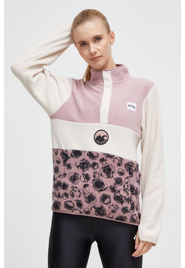 Eivy bluza sportowa Mountain kolor różowy wzorzysta. Kolor: różowy. Materiał: polar, materiał. Długość: krótkie. Styl: sportowy