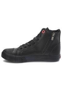 Czarne Sneakersy Damskie Cross Jeans Modne Obuwie. Kolor: czarny. Materiał: skóra ekologiczna, syntetyk, futro. Szerokość cholewki: normalna. Styl: sportowy, klasyczny #4