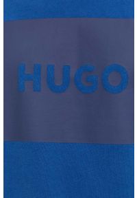 Hugo - HUGO bluza bawełniana męska kolor niebieski z nadrukiem. Kolor: niebieski. Materiał: bawełna. Wzór: nadruk #3