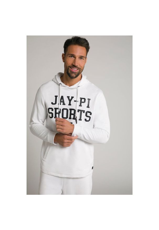 JAY-PI - Męska Bluza z kapturem cieniowany dżersej. Typ kołnierza: kaptur. Kolekcja: plus size. Kolor: biały. Materiał: materiał, bawełna