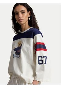 Polo Ralph Lauren Bluzka 211A12714001 Kremowy Oversize. Typ kołnierza: polo. Kolor: kremowy. Materiał: bawełna #4