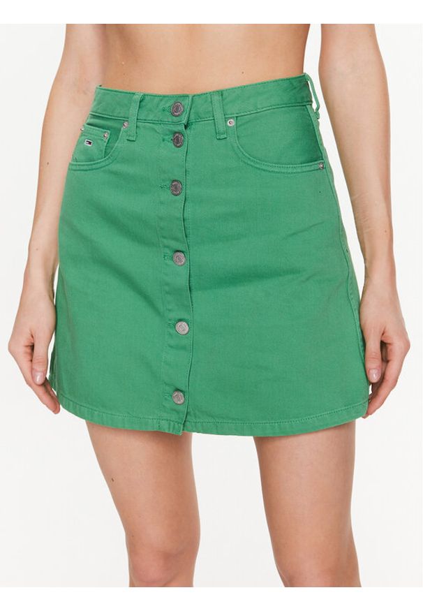 Tommy Jeans Spódnica A-Line DW0DW15663 Zielony Regular Fit. Kolor: zielony. Materiał: bawełna