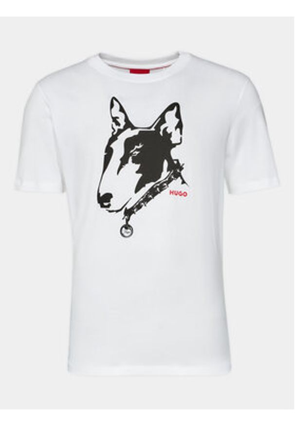 Hugo T-Shirt Dammock 50504916 Biały Regular Fit. Kolor: biały. Materiał: bawełna