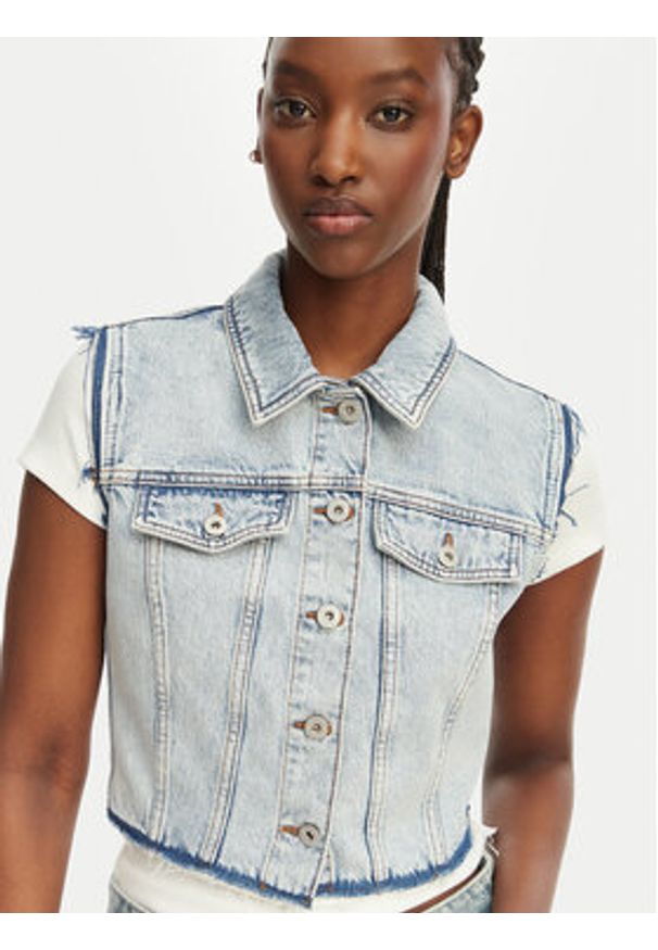 Hugo - HUGO Kamizelka Garis B 50557076 Niebieski jasny Regular Fit. Kolor: niebieski. Materiał: bawełna