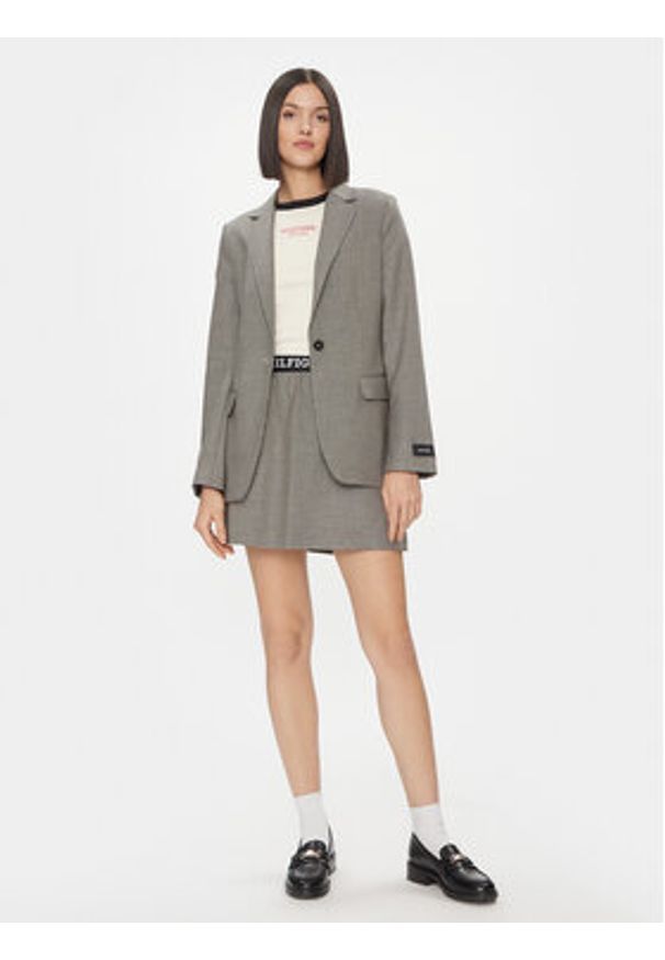 TOMMY HILFIGER - Tommy Hilfiger Marynarka WW0WW40496 Szary Regular Fit. Kolor: szary. Materiał: syntetyk