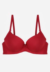 Renee - Bordowy Gładki Biustonosz o Klasycznym Fasonie Arriethia. Kolor: czerwony. Wzór: gładki #4