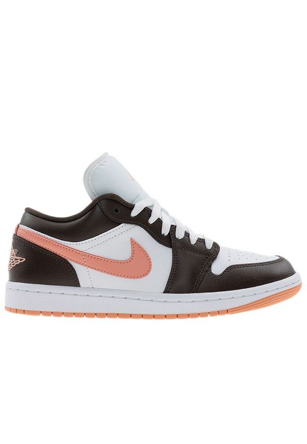 Buty damskie Nike Air Jordan 1 Low DC0774-182 - brązowo-białe. Kolor: wielokolorowy, biały, brązowy. Materiał: guma, skóra. Szerokość cholewki: normalna