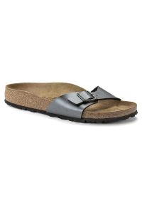Birkenstock - Klapki damskie BIRKENSTOCK MADRID BF. Okazja: na co dzień, do domu. Kolor: szary. Materiał: materiał, skóra. Sezon: lato. Styl: elegancki, casual