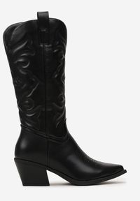 Born2be - Czarne Kozaki Kowbojki z Przeszyciami i Szpiczastym Noskiem Taoi. Nosek buta: szpiczasty. Kolor: czarny #3