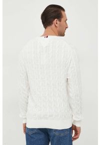 TOMMY HILFIGER - Tommy Hilfiger sweter bawełniany kolor biały lekki. Kolor: biały. Materiał: bawełna. Długość rękawa: długi rękaw. Długość: długie. Wzór: ze splotem #3