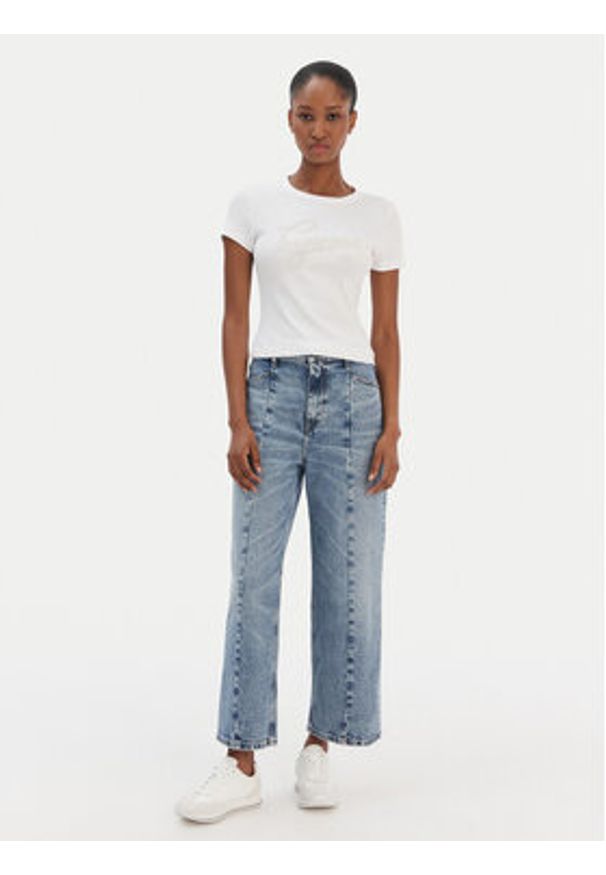 Guess T-Shirt W6RI22 KA0H1 Biały Slim Fit. Kolor: biały. Materiał: bawełna