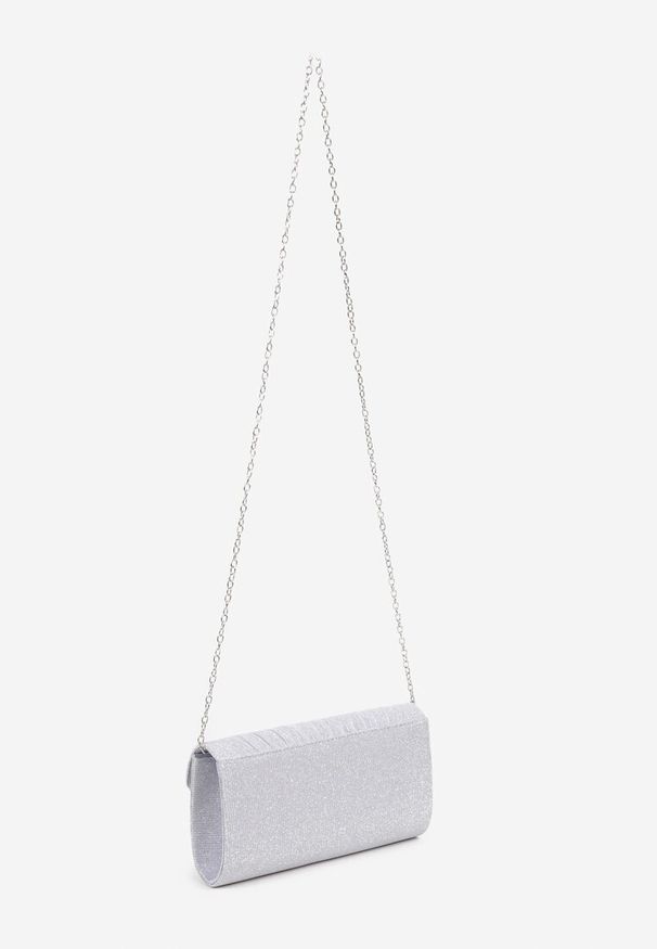 Born2be - Srebrna Brokatowa Torebka Kopertówka z Dodatkowym Łańcuszkiem Emilorael. Kolor: srebrny. Styl: glamour, klasyczny, casual. Rodzaj torebki: na ramię