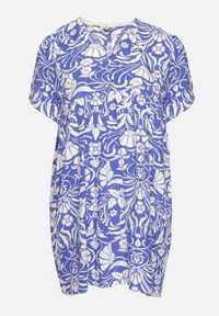 Born2be - Niebieska Pudełkowa Sukienka z Wiskozy w Kwiaty z Guzikami Liramiree. Okazja: na spacer, na imprezę, na co dzień. Kolor: niebieski. Materiał: wiskoza. Wzór: kwiaty. Typ sukienki: proste. Styl: klasyczny, casual, elegancki #6