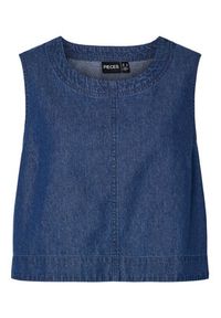 Pieces Top Tenim 17157936 Granatowy Regular Fit. Kolor: niebieski. Materiał: bawełna #4