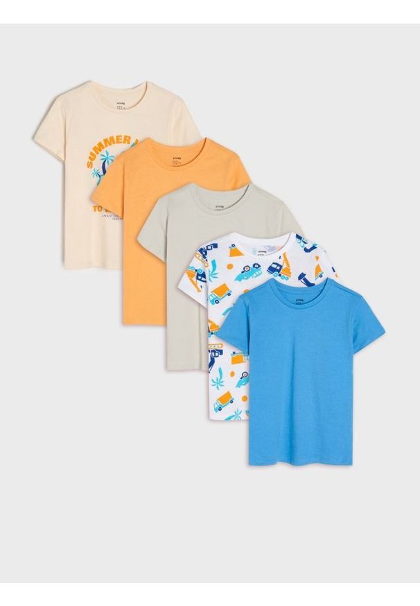 Sinsay - Koszulka 5 pack - wielobarwny. Długość rękawa: krótki rękaw. Długość: krótkie