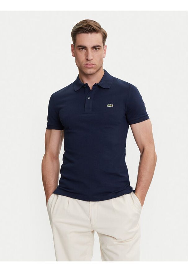 Lacoste Polo PH4012 Granatowy Slim Fit. Typ kołnierza: polo. Kolor: niebieski. Materiał: bawełna