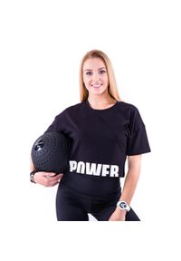 2SkIN - Koszulka treningowa na fitness damska 2skin POWER BLACK. Kolor: czarny. Materiał: bawełna, poliester. Wzór: napisy. Sport: fitness #1