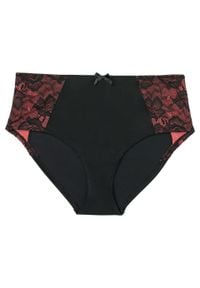 Figi maxi panty bonprix czarno-koralowo-czerwony. Kolor: czarny #1