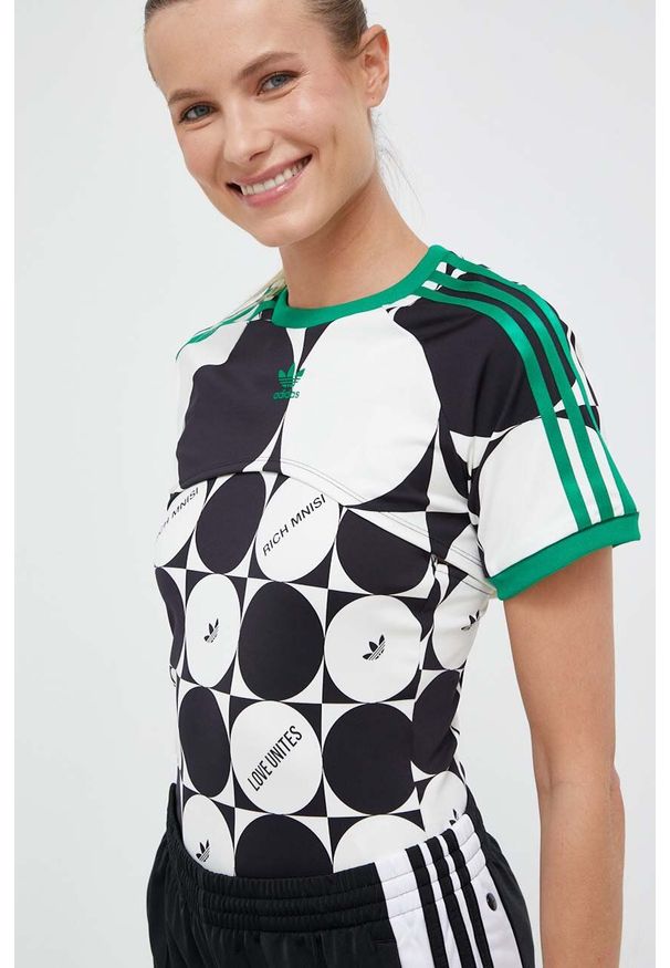 adidas Originals t-shirt PRIDE damski kolor czarny. Kolor: czarny. Długość rękawa: krótki rękaw. Długość: krótkie. Styl: sportowy, klasyczny