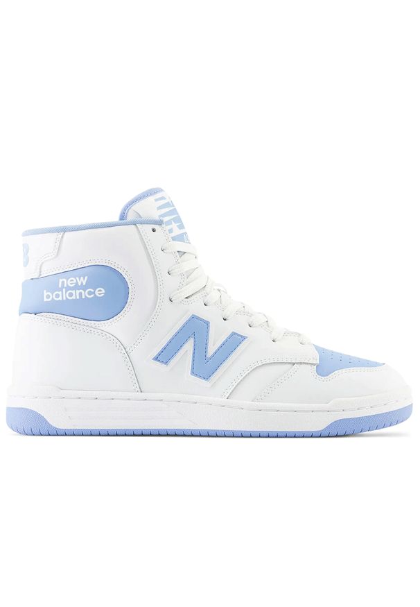 Buty New Balance BB480SCC - białe. Okazja: na co dzień. Kolor: biały. Materiał: skóra, materiał, syntetyk. Szerokość cholewki: normalna. Sport: turystyka piesza
