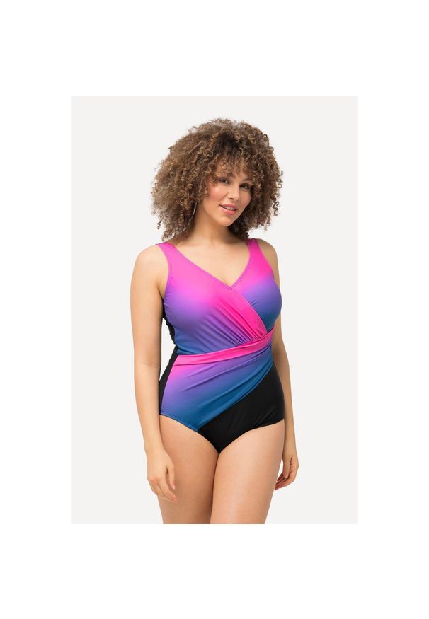 ULLA POPKEN - Damski Kostium kąpielowy cieniowanie miękkie miseczki. Kolekcja: plus size. Kolor: czarny. Materiał: poliamid, materiał, elastan